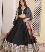Black Jacquard Lehenga Choli With Gaji Silk Dupatta