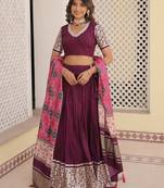 Purple Jacquard Sangeet Wear Lehenga Choli With Dupatta