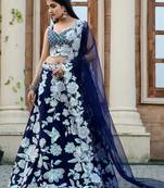 Blue Dori Work Georgette Engagement Wear Lehenga Choli