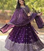 Purple Embroidered Georgette Designer Lehenga Choli