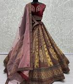Maroon Velvet Bridal Lehenga Choli With Double Dupatta