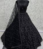 black sequins net party lehenga set choli with dupatta with dupatta
