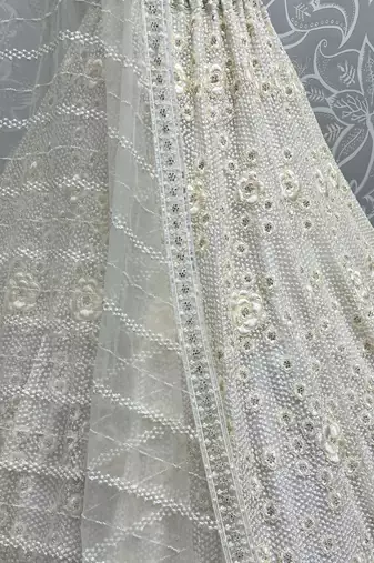 white sequins net party lehenga set choli with dupatta with dupatta