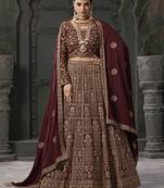 Maroon Codding Work Georgette  Lehenga Choli With Dupatta