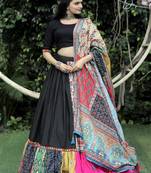 Black Rayon Navratri Lehenga Choli With Dupatta