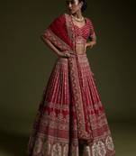 Red Sequins Work Silk Wedding Wear Lehenga Choli With Dupatta