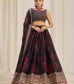 black sequins organza event lehenga set choli with dupatta with dupatta