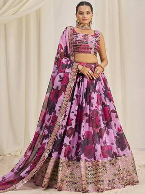 baby pink sequins organza event lehenga set choli with dupatta with dupatta 1