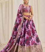Baby Pink Sequins Organza Event Wear Lehenga Choli With Dupatta