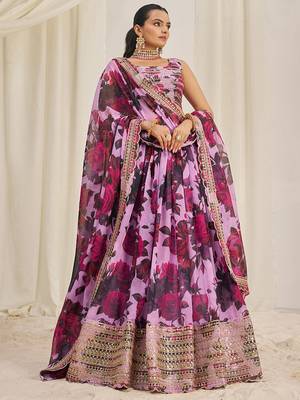 baby pink sequins organza event lehenga set choli with dupatta with dupatta 4