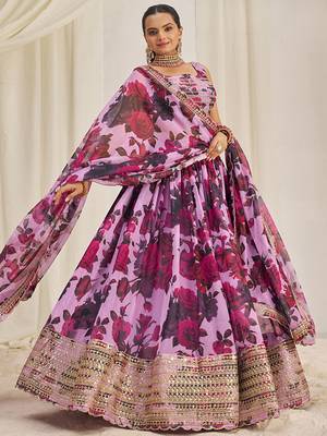 baby pink sequins organza event lehenga set choli with dupatta with dupatta 5