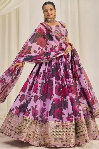 baby pink sequins organza event lehenga set choli with dupatta with dupatta
