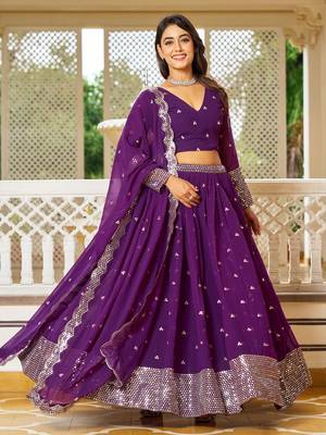 Purple Sequins Work  Georgette Event Wear Lehenga Choli 3