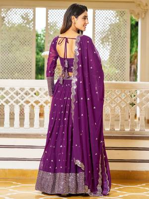 Purple Sequins Work  Georgette Event Wear Lehenga Choli 4
