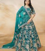   Teal Green Silk Function Wear Lehenga Choli With Dupatta