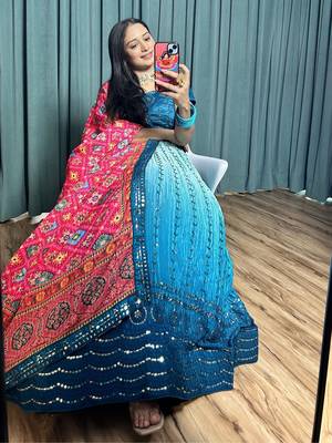 Blue Ombre Georgette Lehenga Choli 3