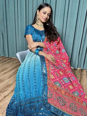 Blue Ombre Georgette Lehenga Choli 4