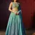 blue printed organza lehenga set choli with dupatta with dupatta