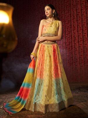 yellow organza lehenga set choli with dupatta with dupatta 4