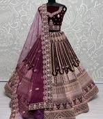 Rani Pink Velvet Bridal Lehenga Choli With Dupatta