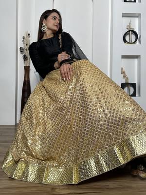 black sequins silk lehenga set choli with dupatta with dupatta 5
