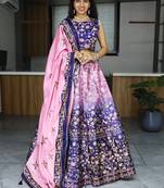 Pink Printed Art Silk Function Wear Lehenga Choli With Dupatta
