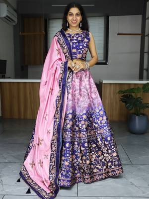 pink printed art silk lehenga set choli with dupatta with dupatta 2