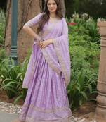 Lavender Sequins Jacquard Wedding Wear Lehenga Choli