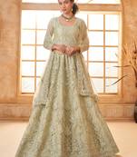 Pista Green Embroidered Net Lehenga Choli With Dupatta