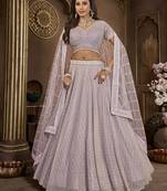 Lavender Sequins Net Engagement Wear Lehenga Choli
