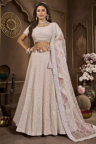 Baby Pink Embroidered Net Bridesmaid Lehenga Choli
