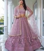 Purple Embroidered Net Bridesmaid Lehenga Choli