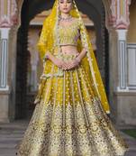 Yellow Embroidered Net Haldi Wear Lehenga Choli