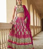 Pink Bandhani Printed Silk Lehenga Choli With Dupatta