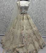 Off-White Thread Work Net Wedding Lehenga Choli