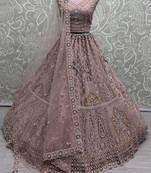 peach sequins net lehenga set choli with dupatta