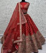 Red Silk Bridal Lehenga Choli With Double Dupatta