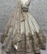 Off-White Silk Bridal Lehenga Choli With Double Dupatta