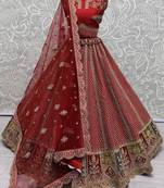 Red Multi-Thread Work Silk Bridal Wear Lehenga Choli