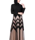 Designer Zig Zag Pattern Nida & Net Abaya