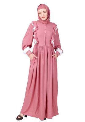 Fancy Nursing Friendly Soft Rayon Abaya 1