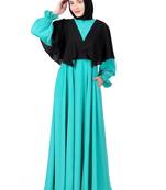 Frilled Removable Jacket With Flared Abaya