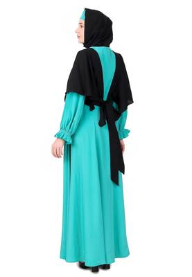 Frilled Removable Jacket With Flared Abaya 3