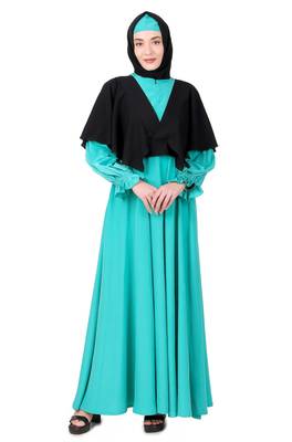 Frilled Removable Jacket With Flared Abaya 7