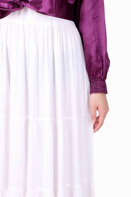 Multi Vertical Layer Abaya With Purple Satin Jacket 7