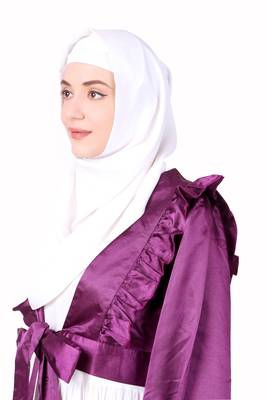 Multi Vertical Layer Abaya With Purple Satin Jacket 8