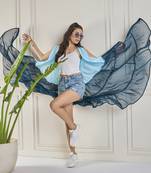 Winered dual shade  georgette longline shrug