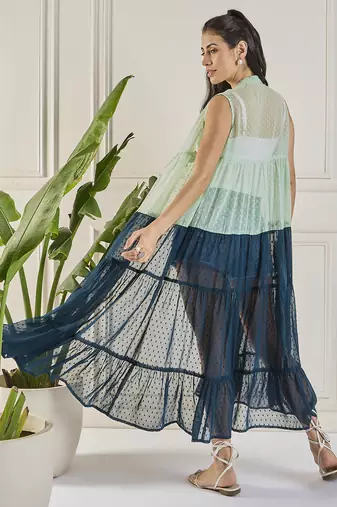 Winered dual shade  georgette longline shrug