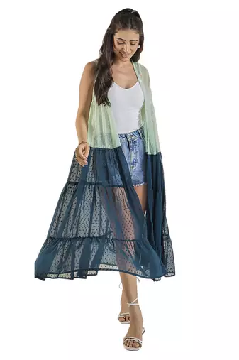 Winered dual shade  georgette longline shrug