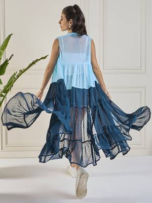 Winered dual shade  georgette longline shrug 3